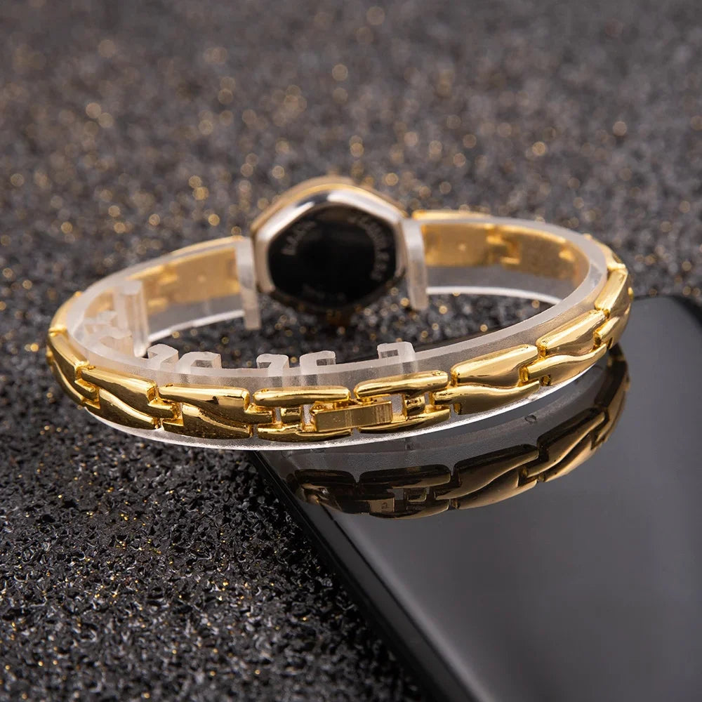 Elegant Gold Plated Ladies Watch - Slim Bracelet Design