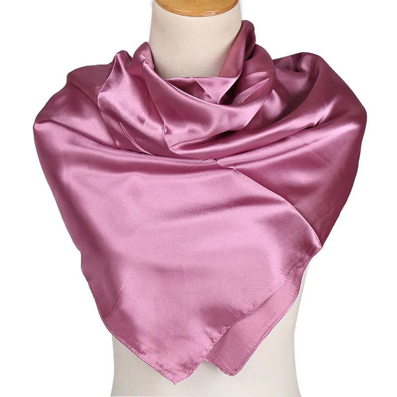 Luxury Silk Scarf - Elegant Solid Satin Shawl & Hijab