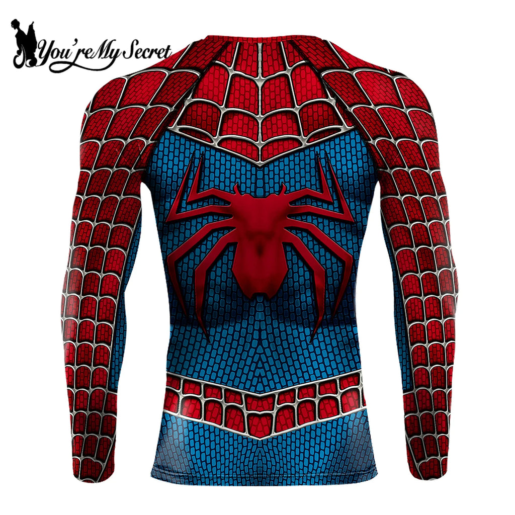 Premium Men's Spider Print Compression Top - Quick Dry Athletic Shirt