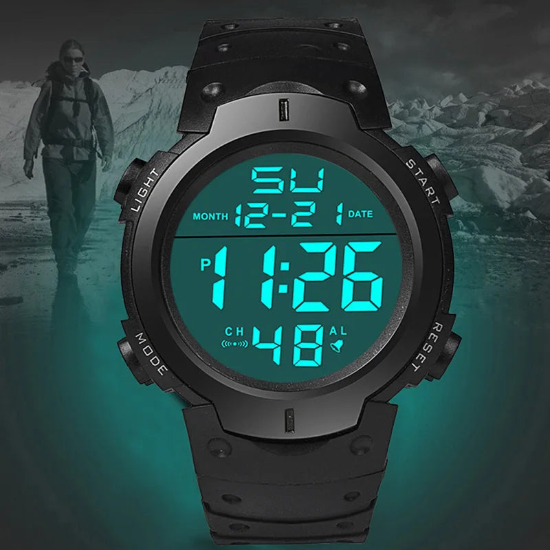 Premium Men's Digital Sports Watch - Multi-Functional Fitness Timer