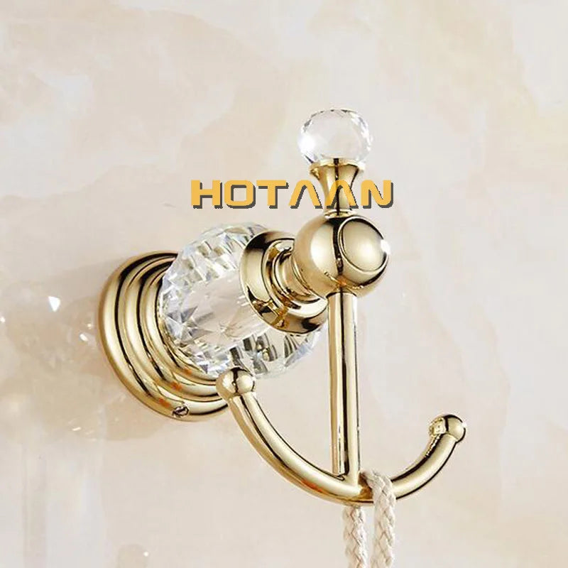 Luxury Crystal Gold Bathroom Hardware Set - Wall Mounted