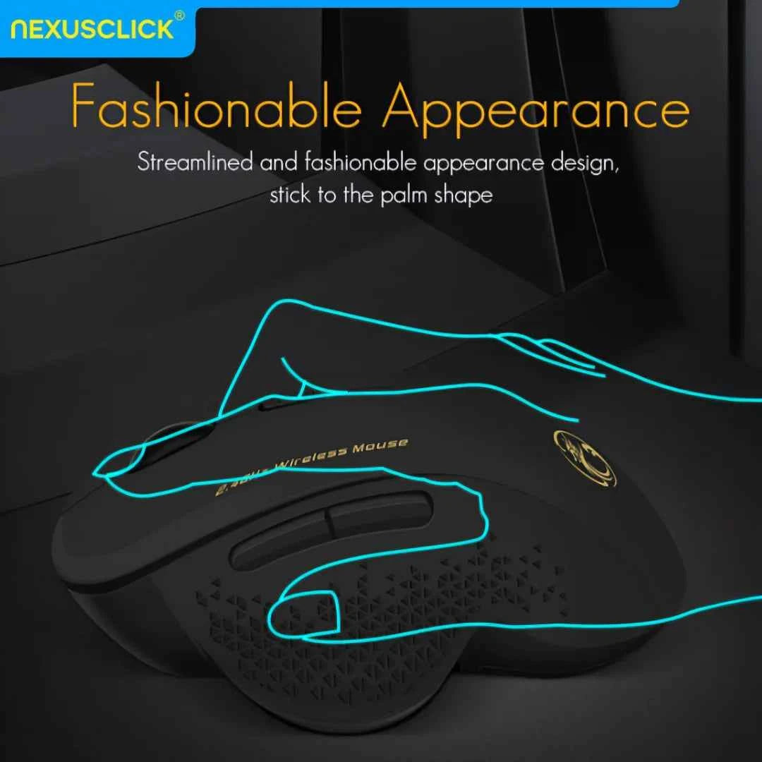 NexusClick 2.4G Wireless Silent Click Mouse,3 Adjustable DPI 6 Buttons Power Saving USB Plug Play Mice For Laptop Office Gaming