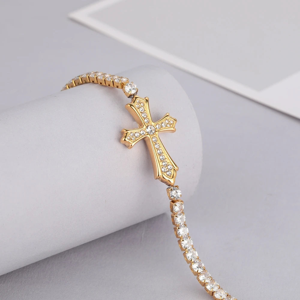 Premium Titanium Steel Cross Bracelet - Non-Fading & Adjustable