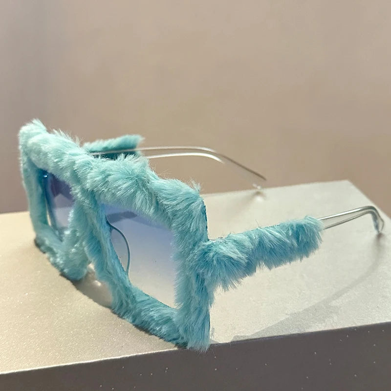 Premium Oversized Square Sunglasses - Retro Furry Frame Shades