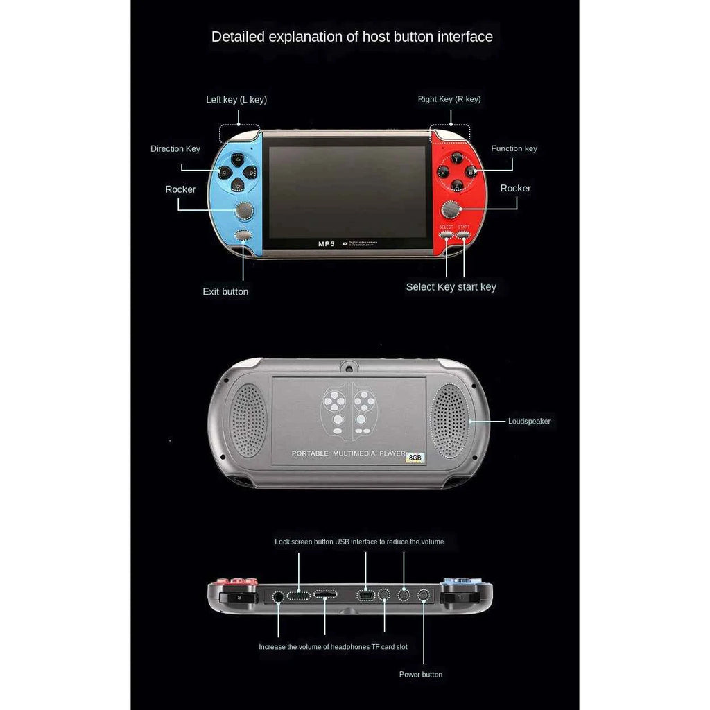 Portable Retro Handheld Game Console - 4.3 Inch Screen Arcade Player