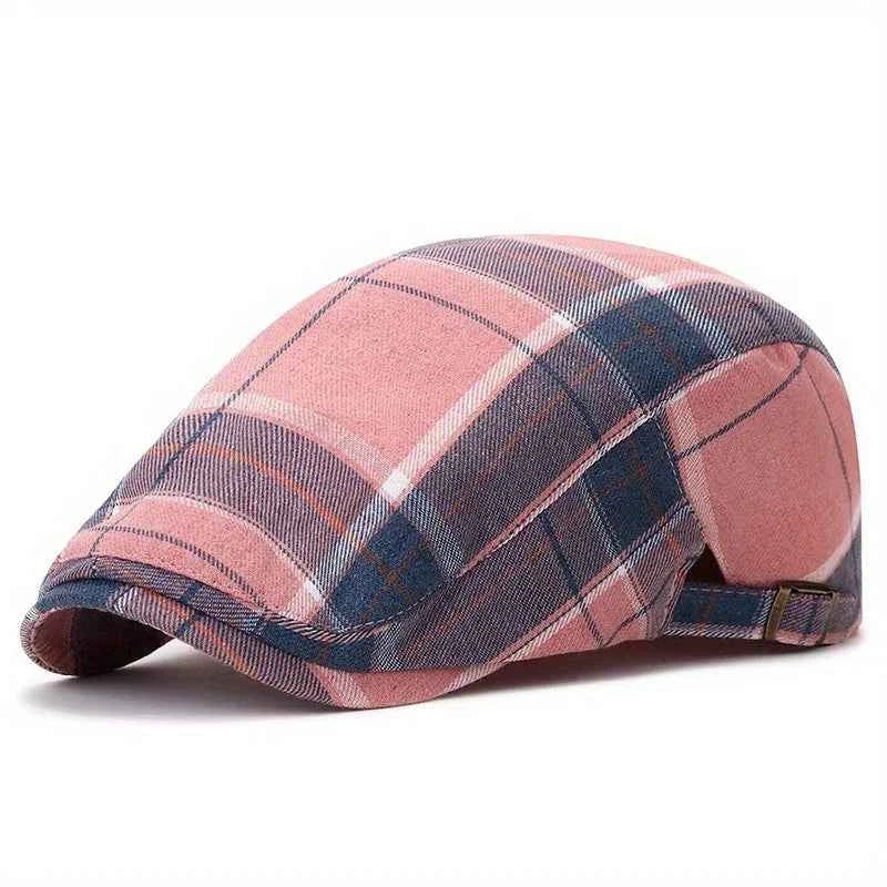 Elegant Plaid Beret - British Retro Style