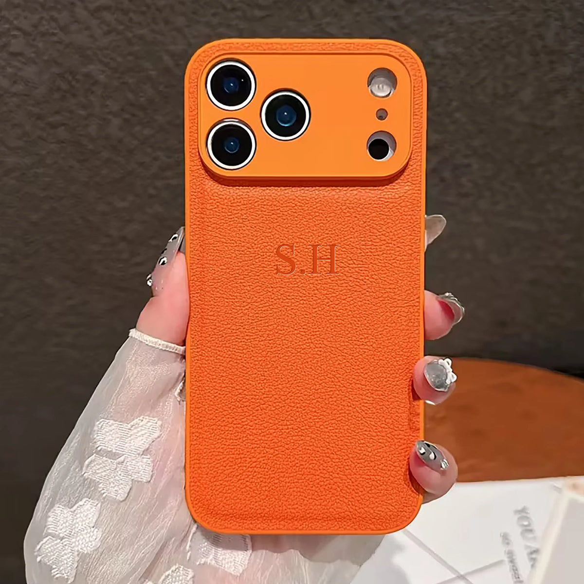 Luxury Personalized Faux Leather Phone Case - Custom Monogram Cover