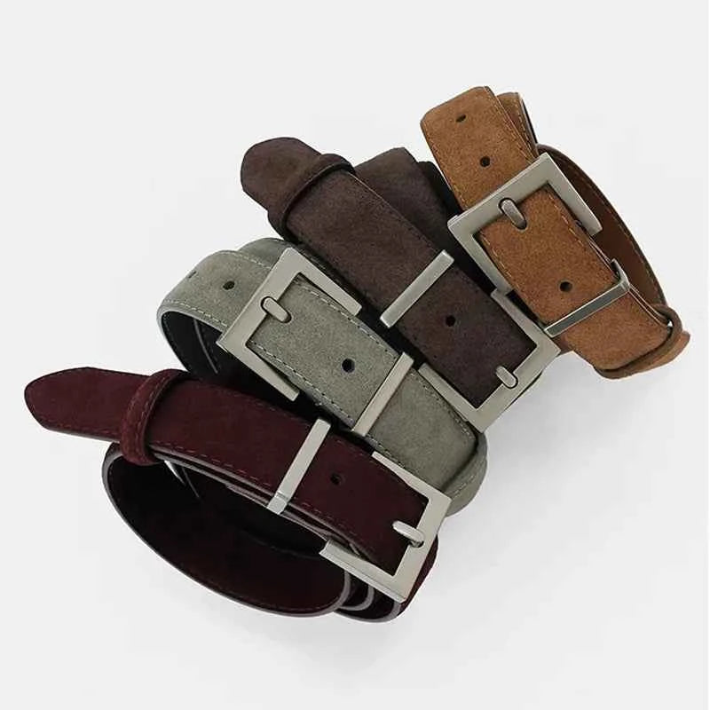 Luxury Cowhide Leather Belt - Adjustable Square Buckle