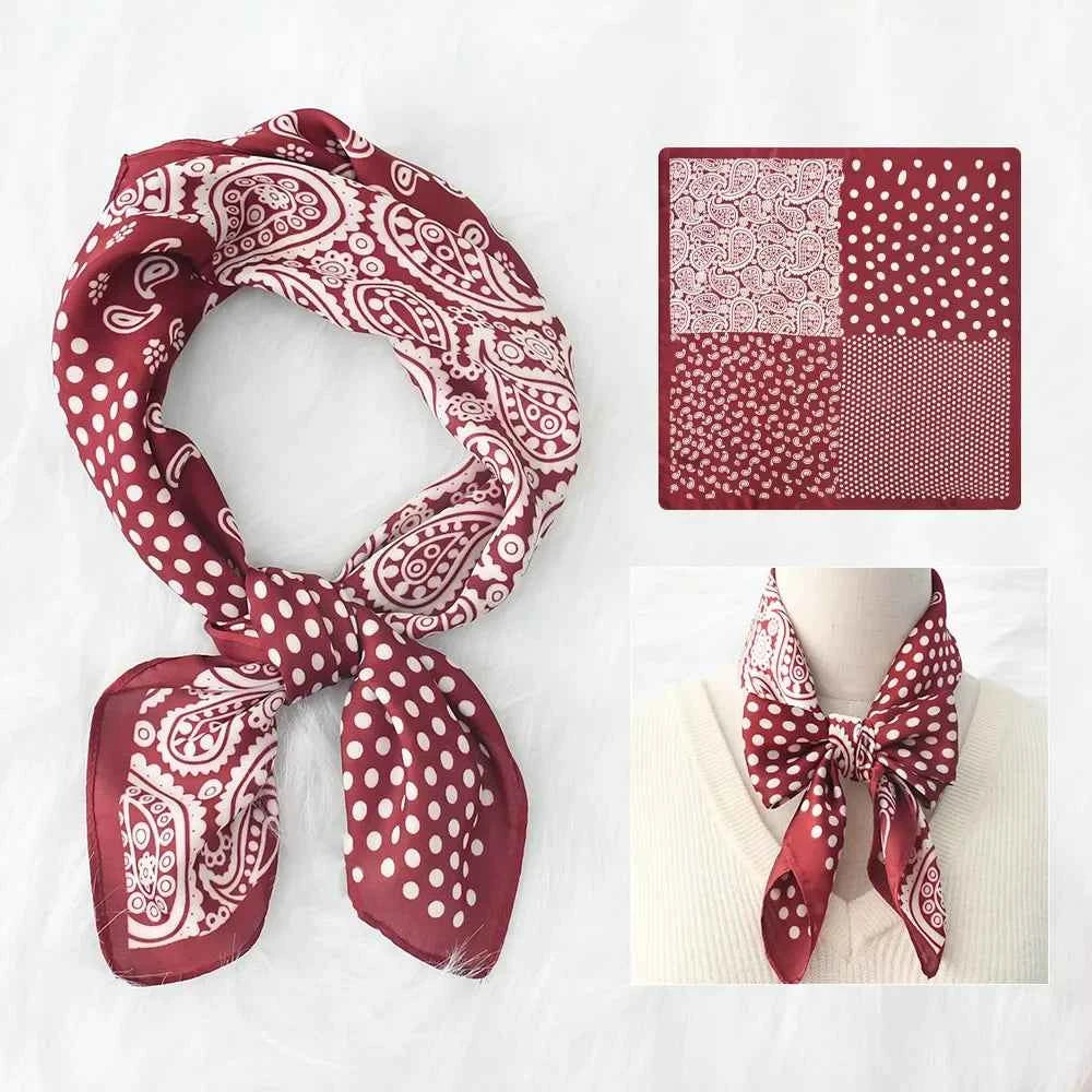 Luxury Silk Square Scarf - Elegant Designer Neckerchief & Purse Accessory
