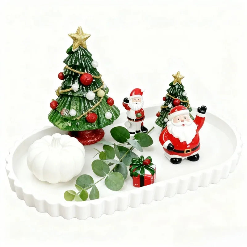 Elegant Scalloped Edge Luxury Decorative Tray - Oval Design