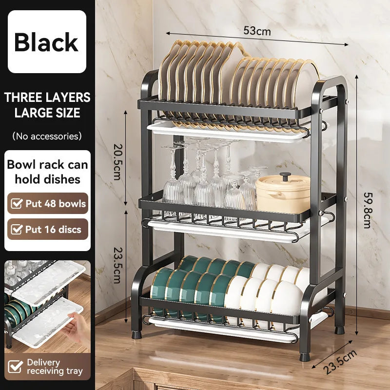 Premium Countertop Dish Drying Rack with Utensil & Spice Holder