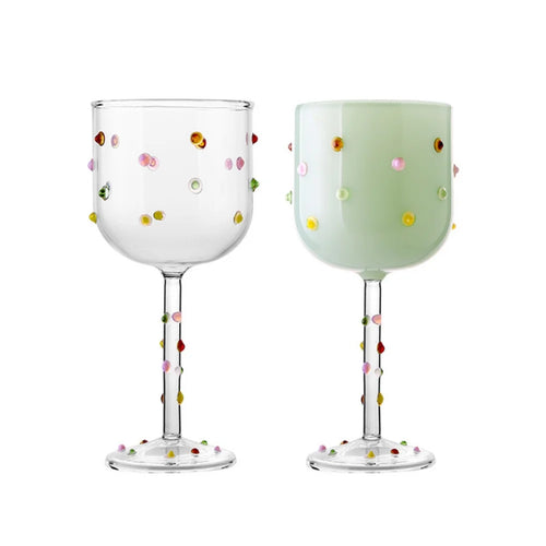 Colorful glass wine goblets - vibrant multi-color design, perfect for celebratory drinks