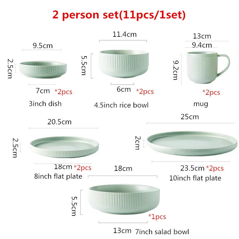 Premium Ceramic Dinnerware Set - Matte Glazed Japanese Style