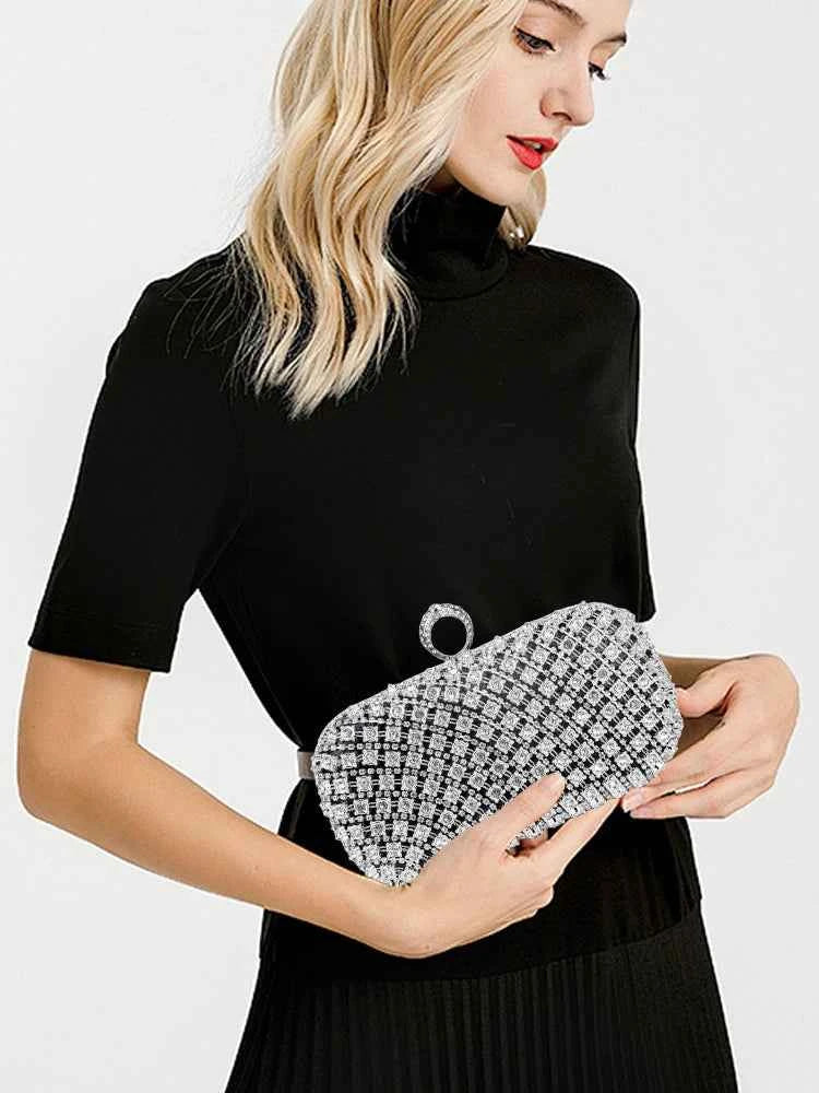 Elegant Rhinestone Evening Bag - Luxury Chain Shoulder Purse