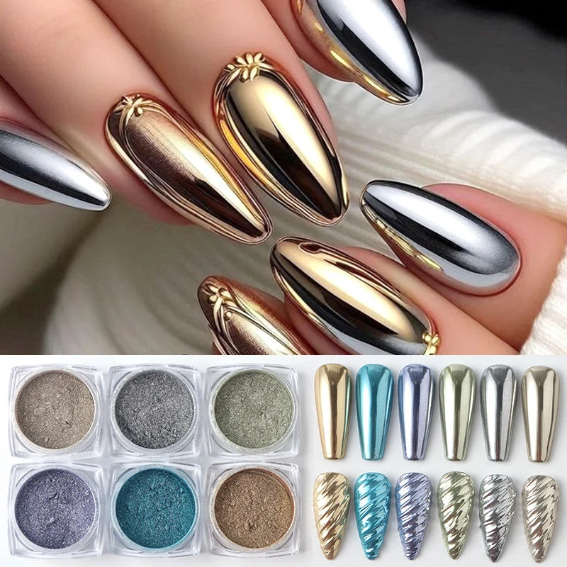 Luxury Chrome Nail Powder - Y2K Metallic Mirror Pigment Dust