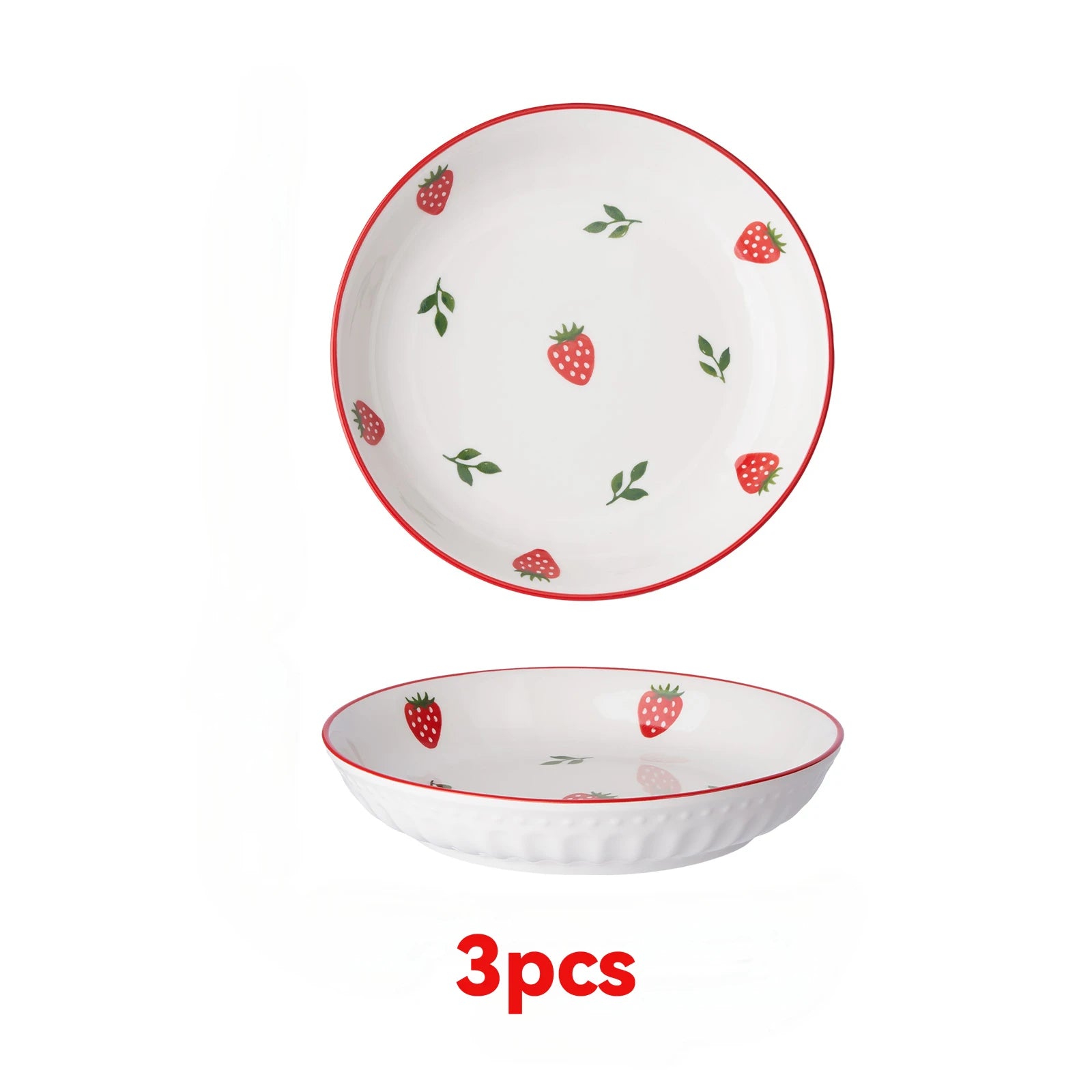 Premium Strawberry Ceramic Dinner Plate Set - Reusable & Elegant