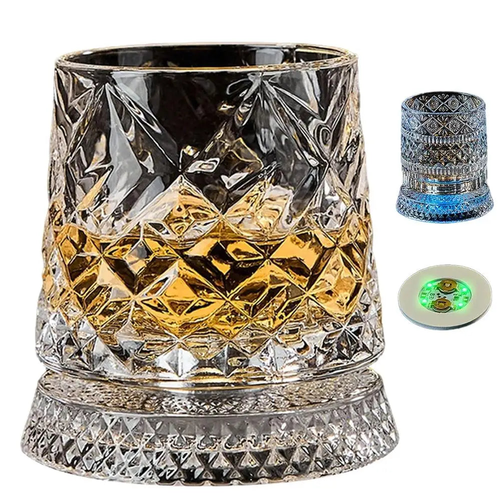 Elegant Rotating Whiskey Glass - Crystal Clear Drinkware