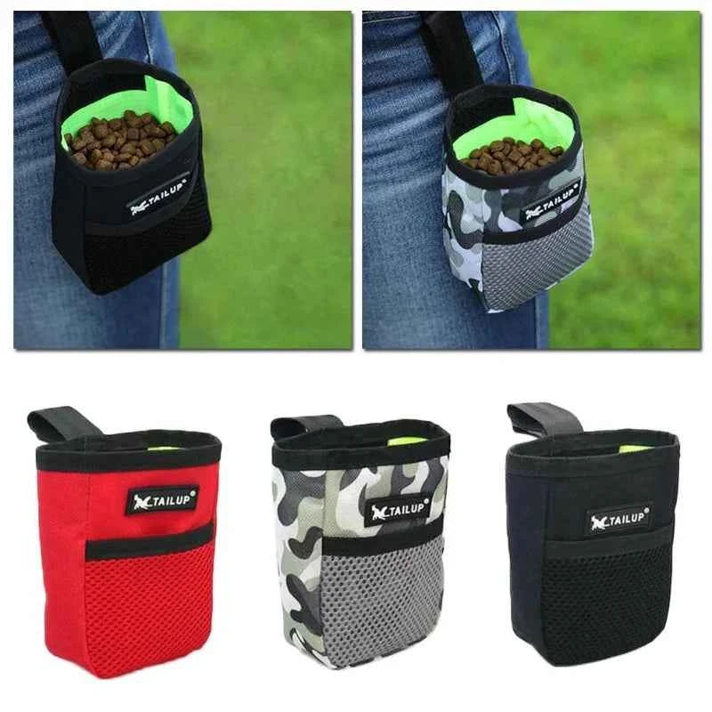 Dog Training Treat Pouch - durable black linen waist bag with large capacity for pet snacks