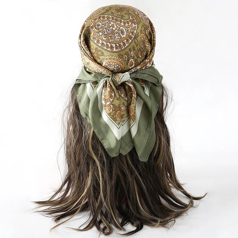 Luxury Square Silk Scarf - Satin Hair Bandana & Neckerchief