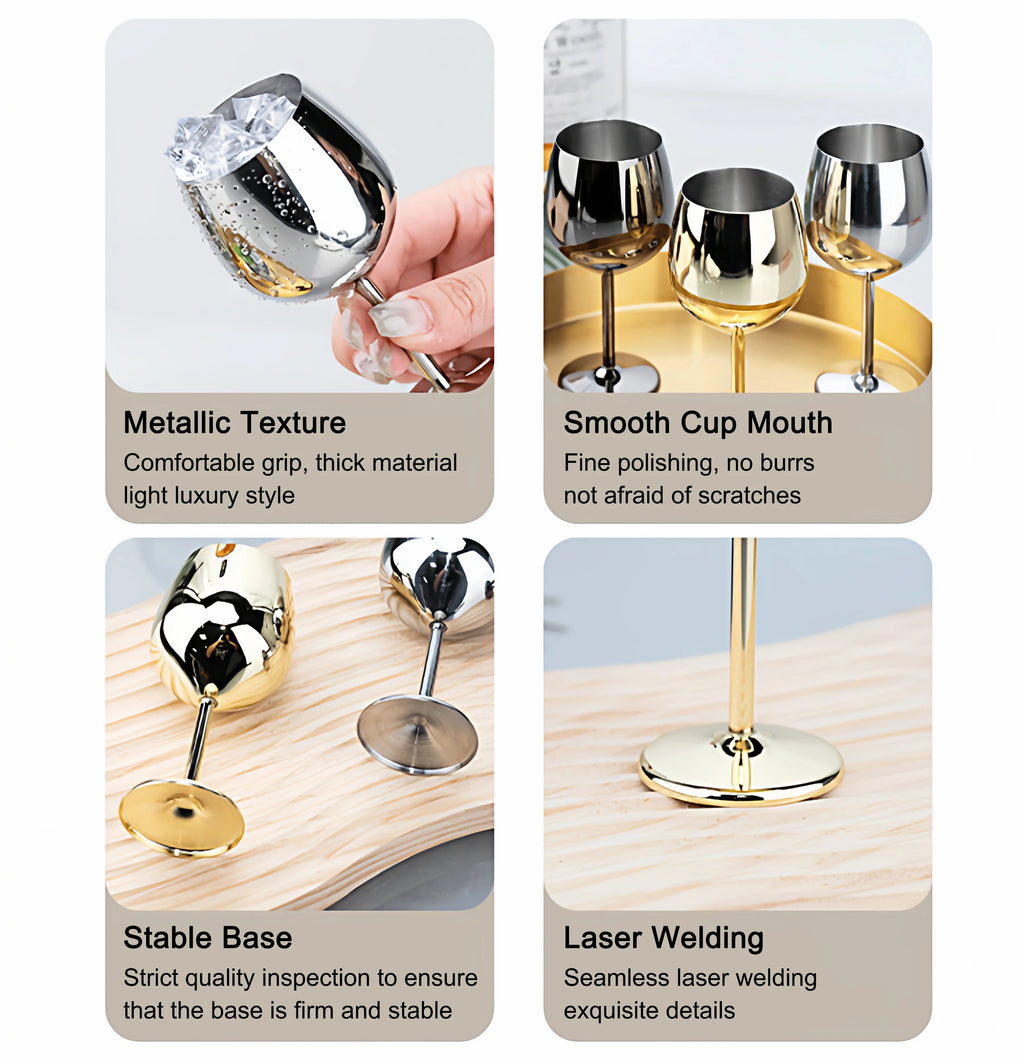 Elegant Stainless Steel Wine Goblet - Durable Metal Cup