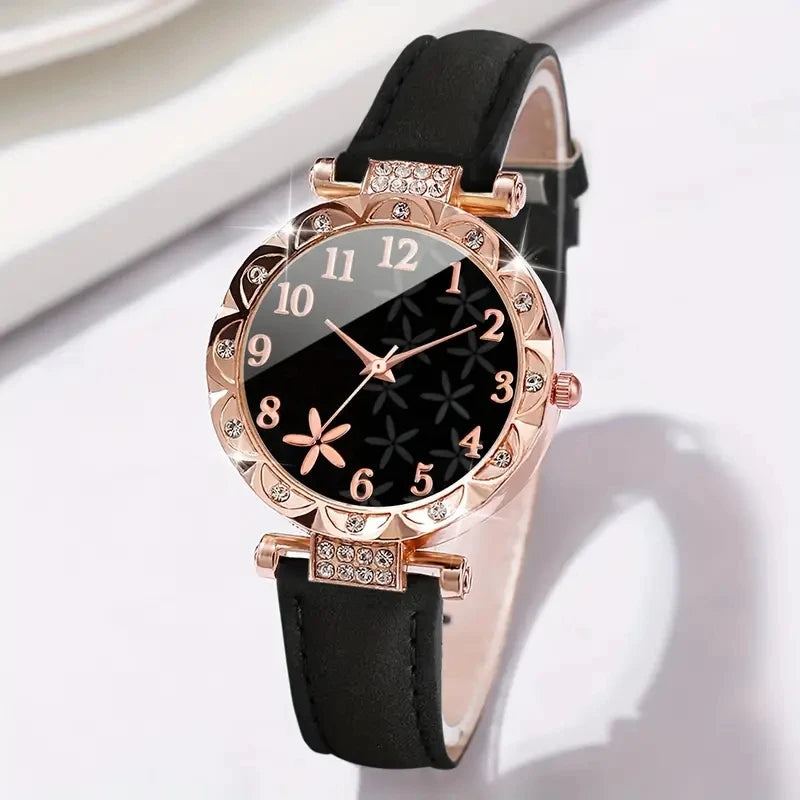 Luxury Women's Watch Set - Floral Quartz Timepiece