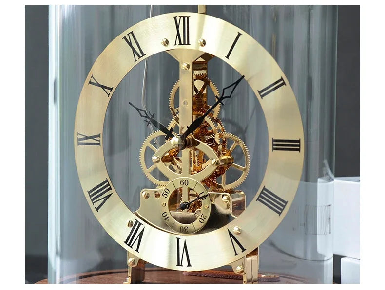 Elegant Luxury Desk Clock - Metal & Wood Tabletop Accent