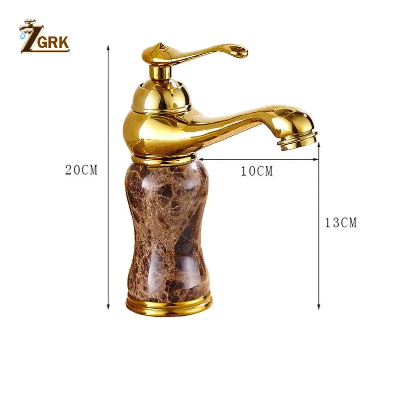 Elegant Gold Bathroom Faucet - Coffee Marble Mixer Tap
