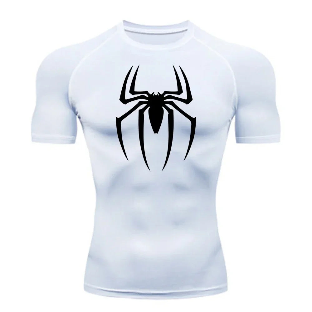 Men's Spider Printed Sports Top - Breathable Quick-Drying Fitness Tee