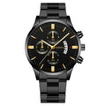 Luxury Men's Quartz Watch - Silver Stainless Steel Business Clock