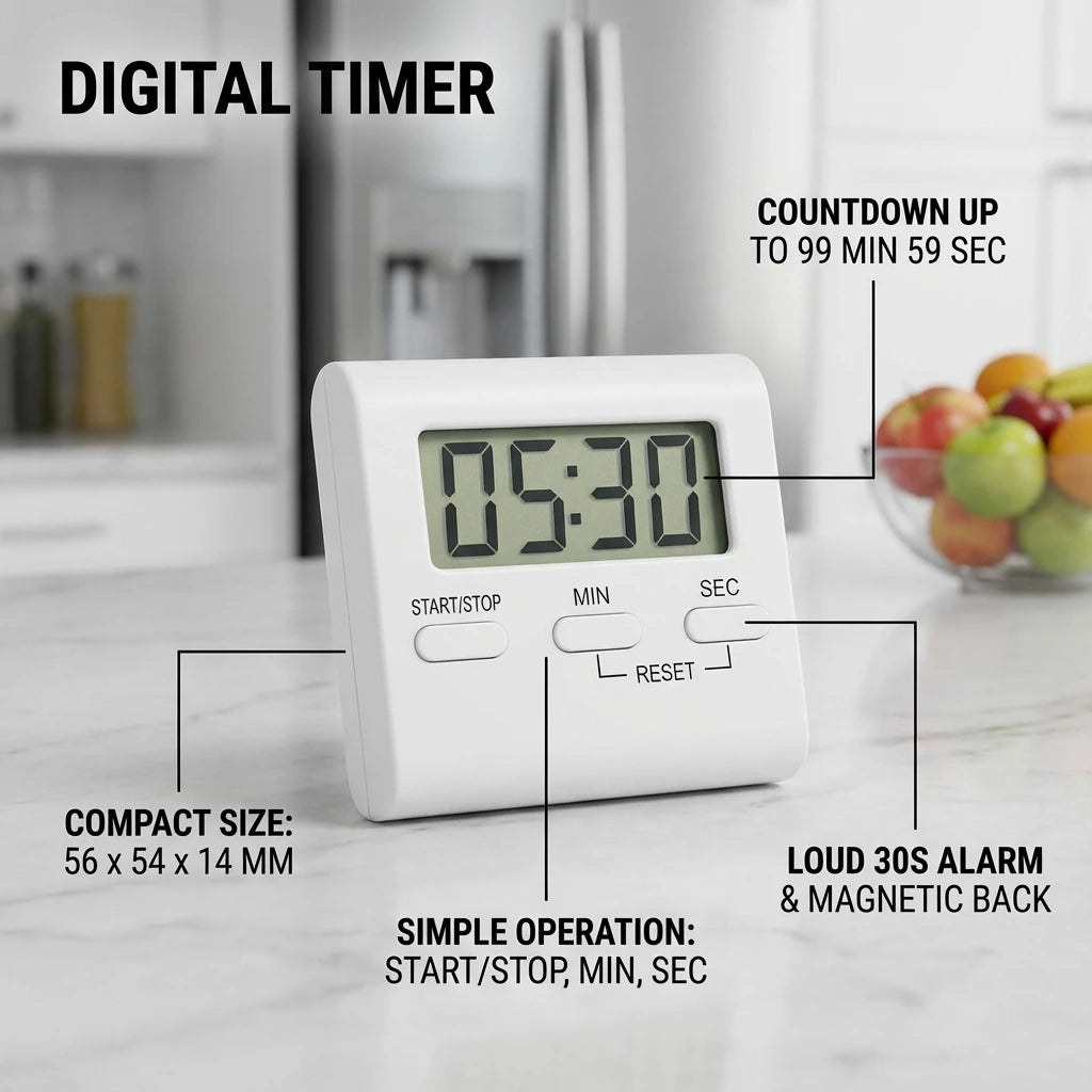 Premium Digital Kitchen Timer - Magnetic LCD Countdown