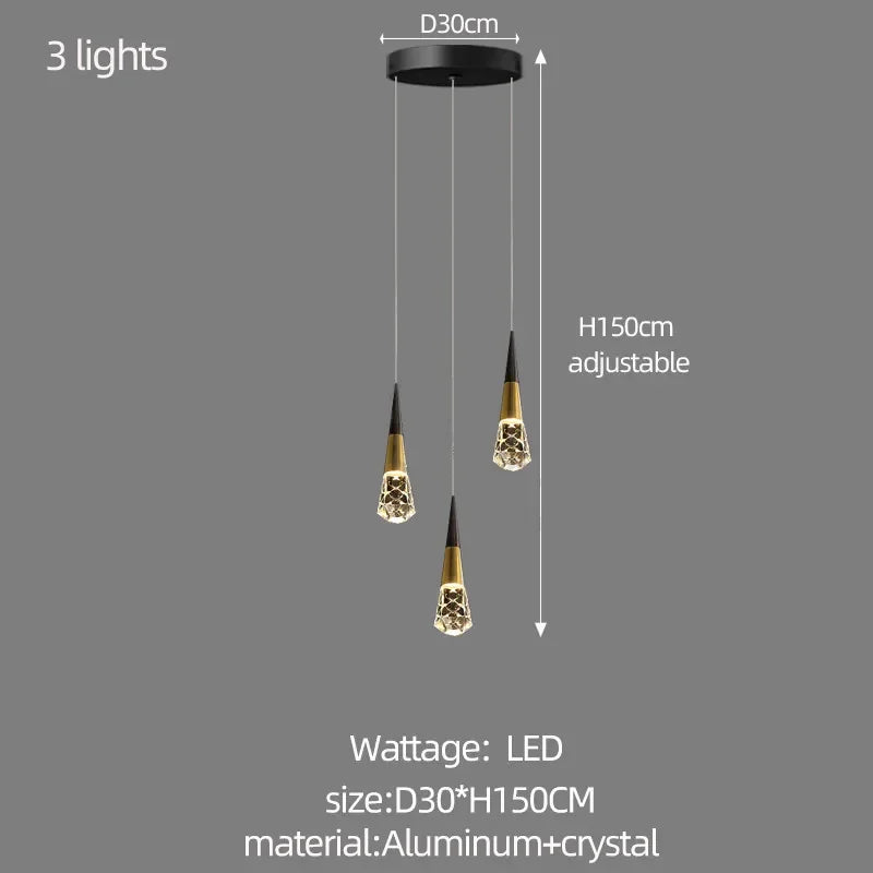 Luxury Spiral Crystal Chandelier - Modern LED Staircase Lighting