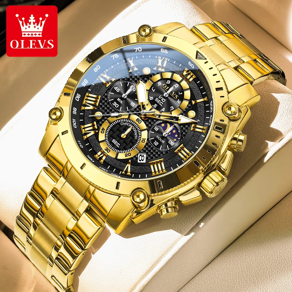 OLEVS Watches Man 3689 Multifunctional Sports Quartz Watch 30m Waterproof Luminous Date Mens Watch Original Business Brand - Tulique