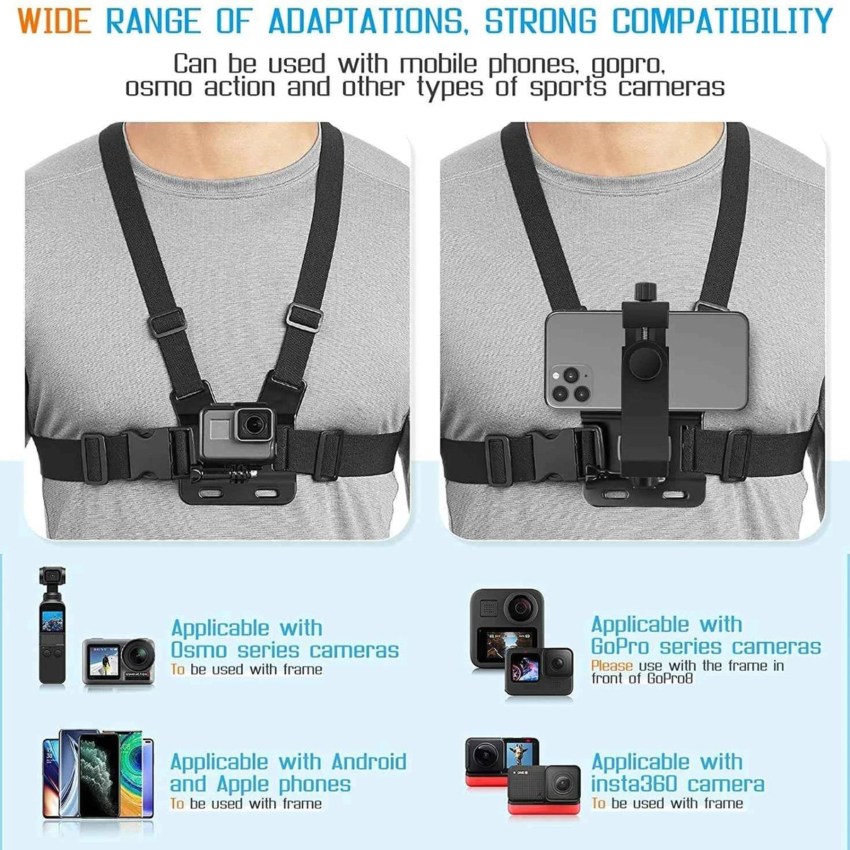 Professional Chest Strap Phone Holder - Hands-Free Mount Bracket