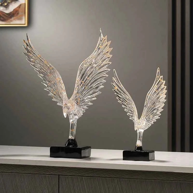 Abstract Gold Eagle Decoration - Elegant Resin Angel Wing Sculpture for Home Décor and Figurine Display - Tulique