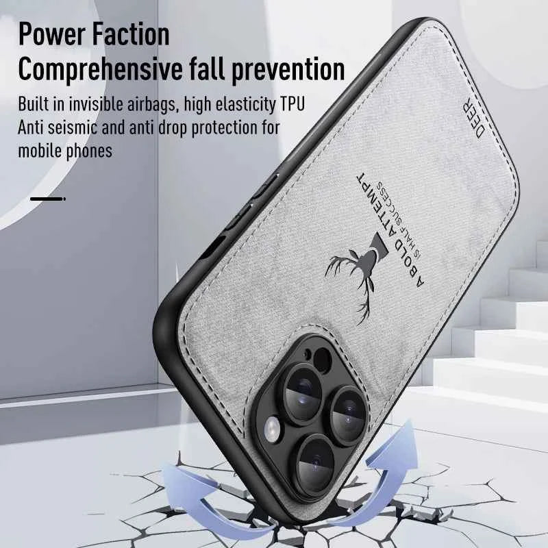 Luxury Leather Deer Head Phone Case - Shockproof Soft Back Cover