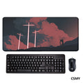 Large Gaming Mouse Pad - black rubber mat with subtle graphic design