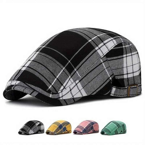 Plaid beret - British retro style casual hat for men and women