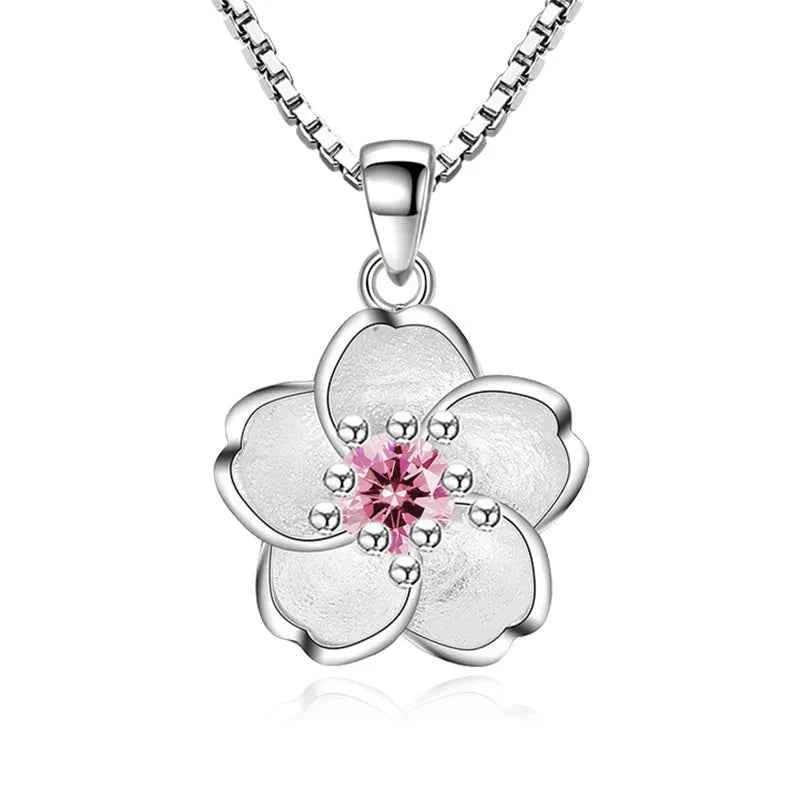 Elegant Sterling Silver Peach Blossom Necklace - Luxury Jewelry