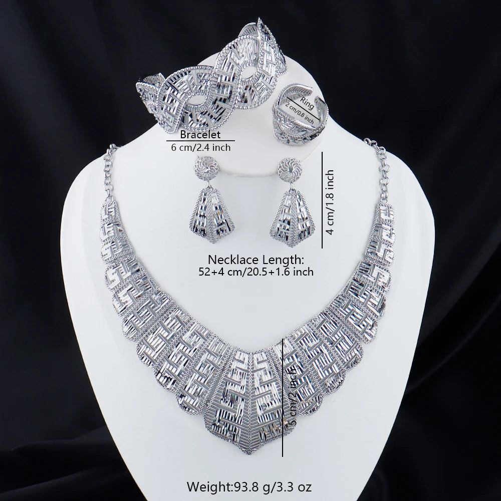 Exquisite 18K Gold Plated Dubai Jewelry Set - Luxury Necklace & Earrings