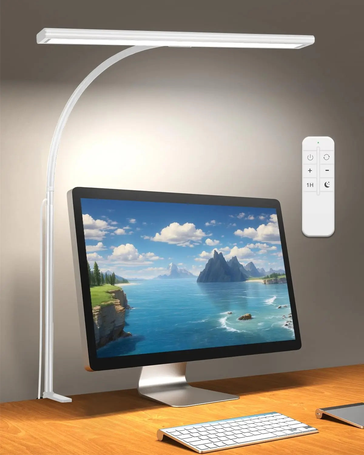 LED desk lamp with clamp - black adjustable gooseneck lamp with remote control
