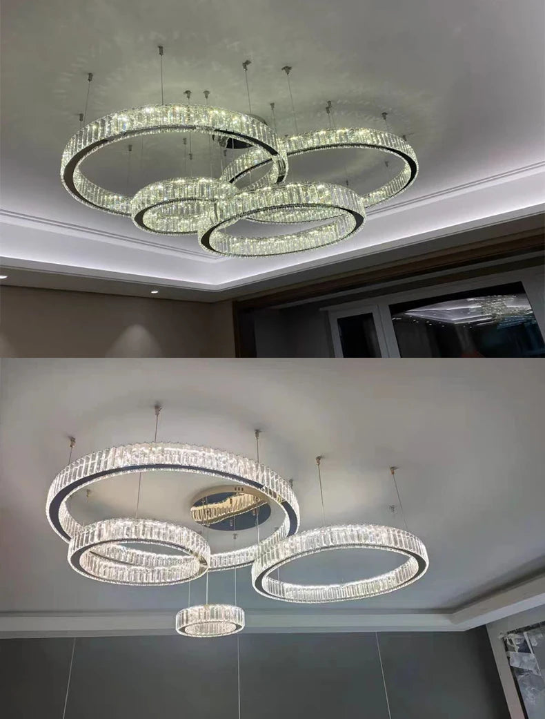 Elegant Crystal Ring Chandelier - Modern Dining Room Lighting