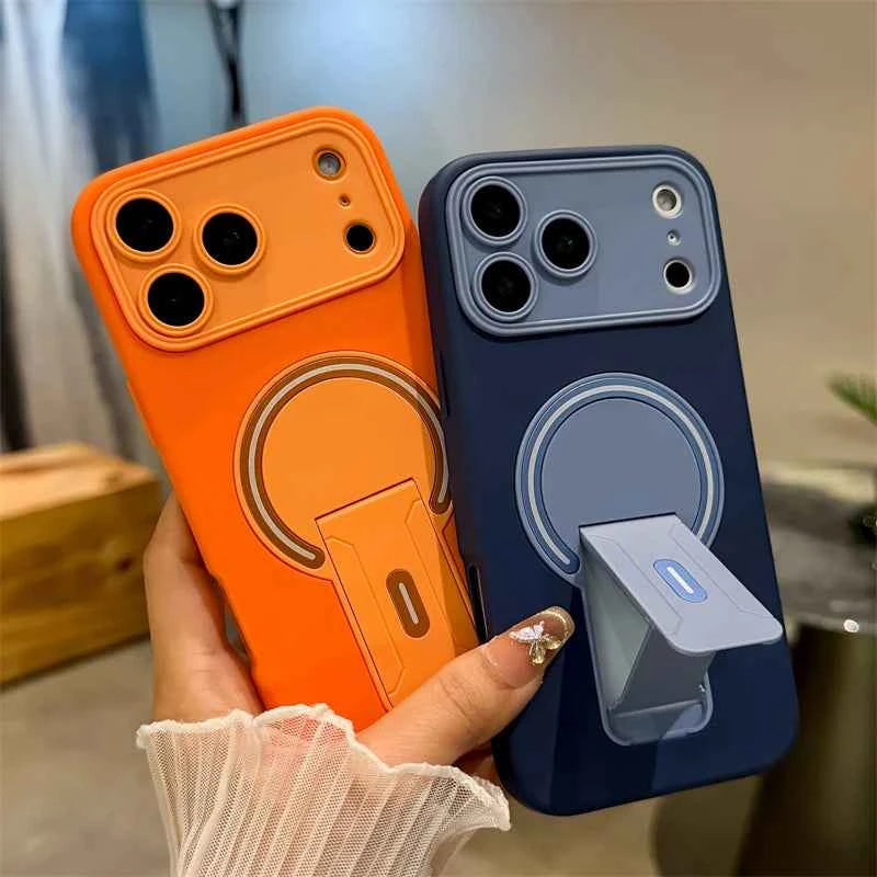 Luxury Magnetic Phone Case with Fold Stand & Camera Window