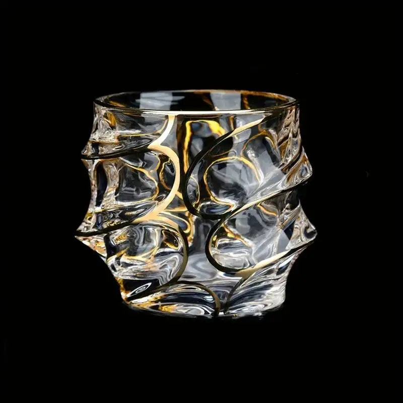 Elegant Luxury Whiskey Glass - Crystal & Golden Line Design
