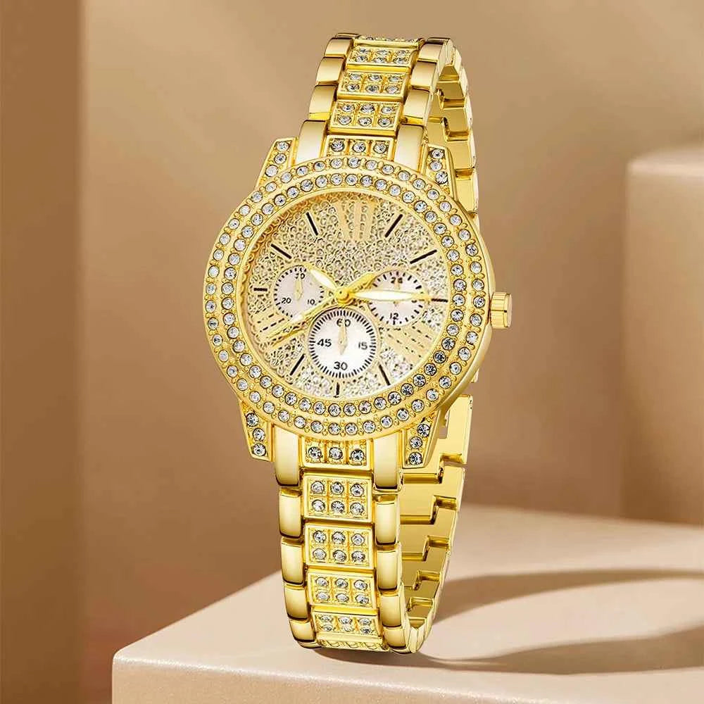 Elegant Women's Quartz Watch & Luxury Jewelry Set