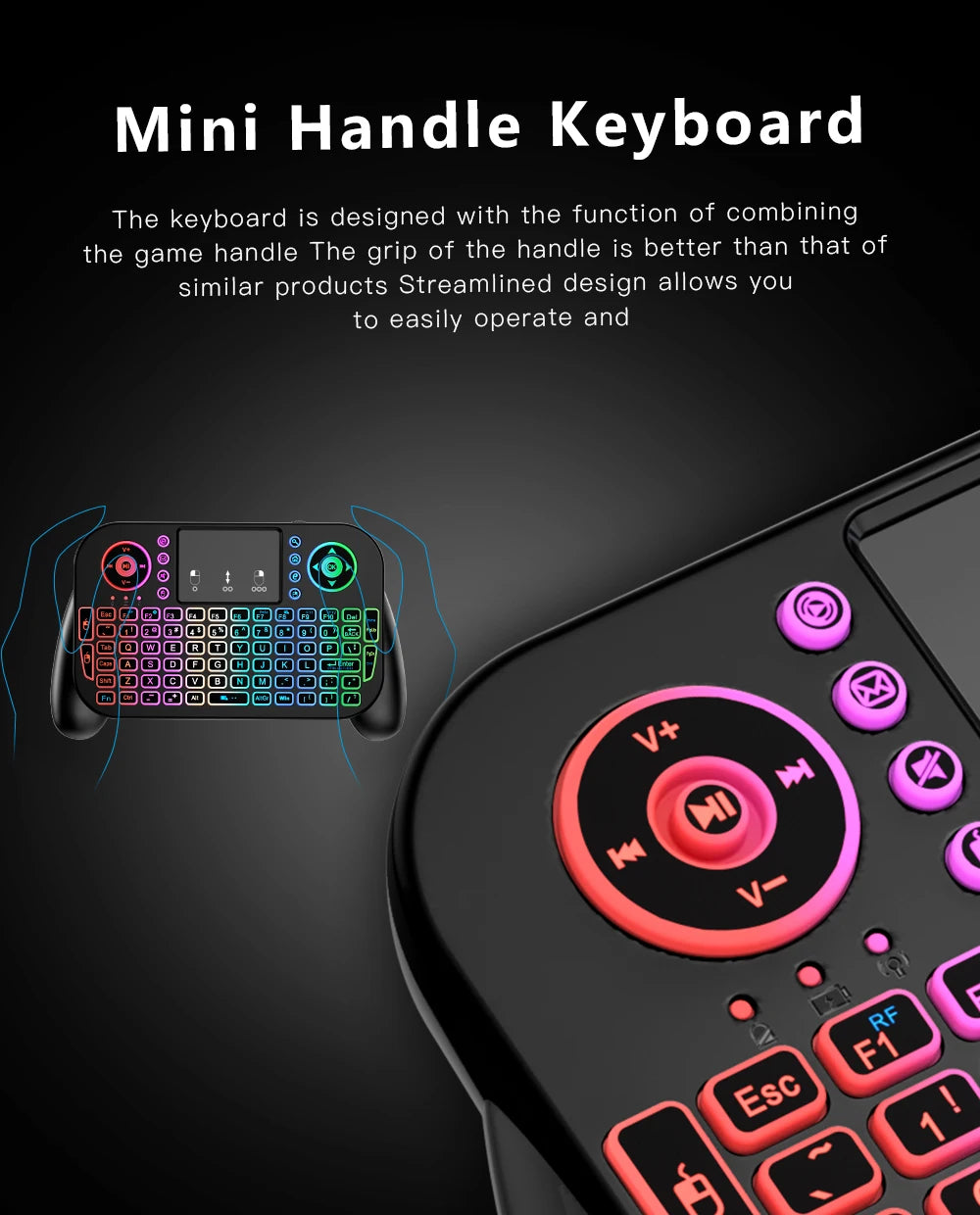 Premium Mini Wireless Keyboard with 7-Color Backlit & Touchpad