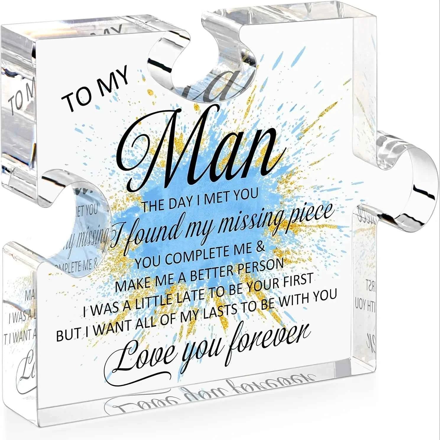 Romantic husband gift - "To My Man" keepsake with heartfelt message