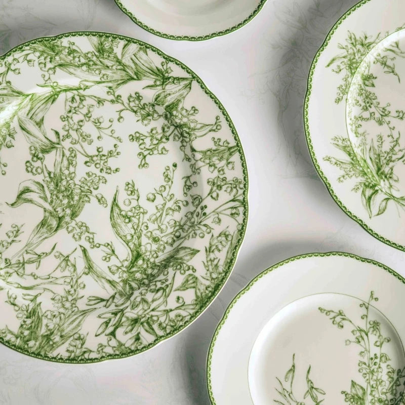 Elegant Ceramic Dinner Plate Set - 24 Piece Floral Design