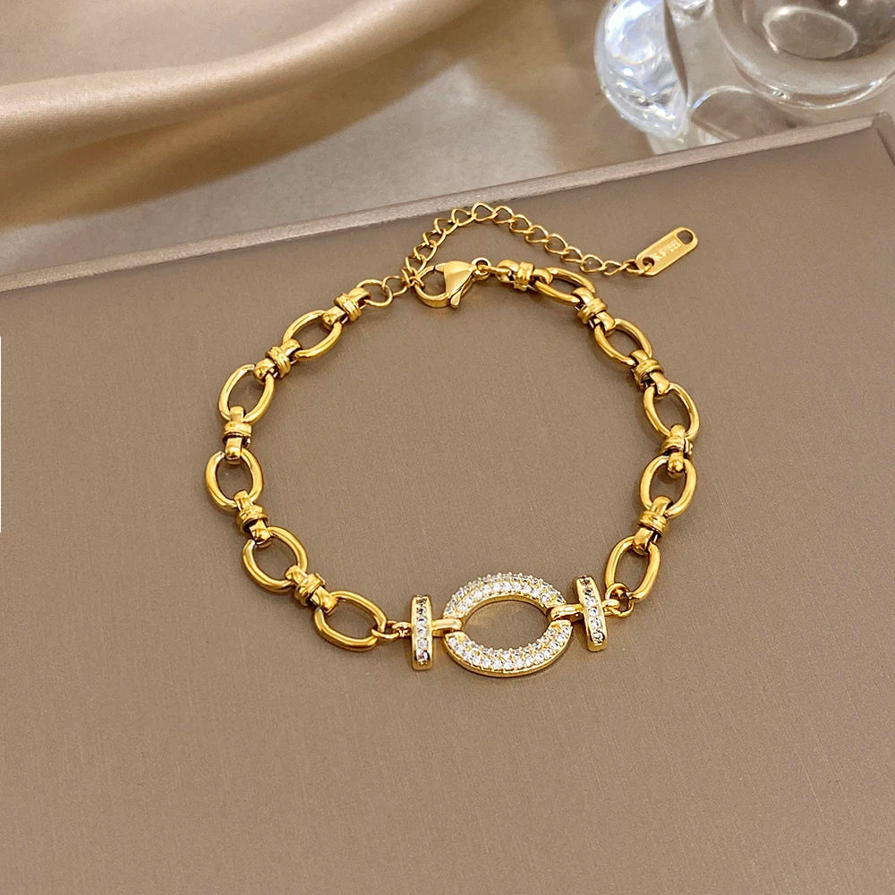 Elegant Vintage Chunky Chain Bracelet - Waterproof Geometric Jewelry