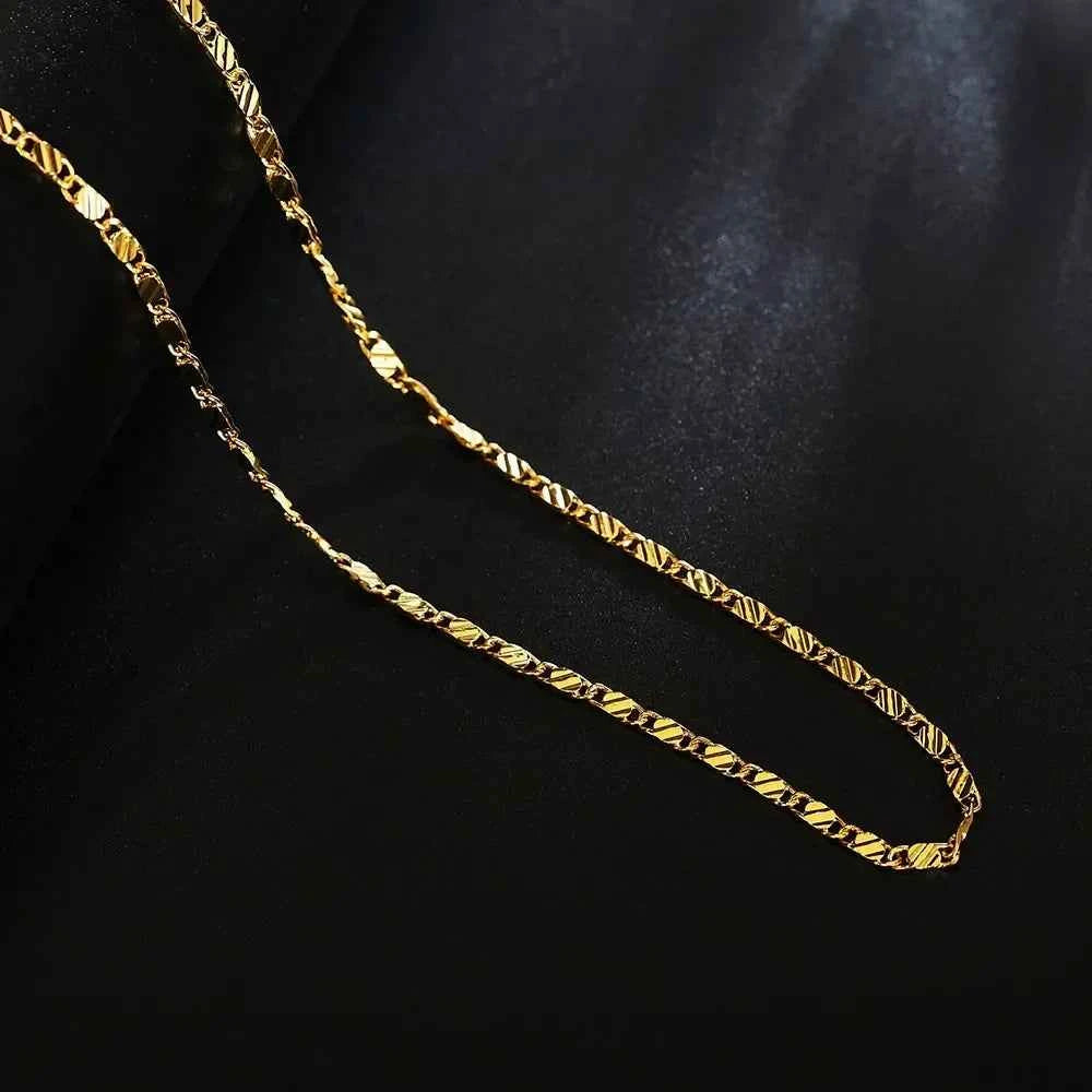 Luxury 18k Gold Flat Chain Necklace - Elegant Everyday Jewelry