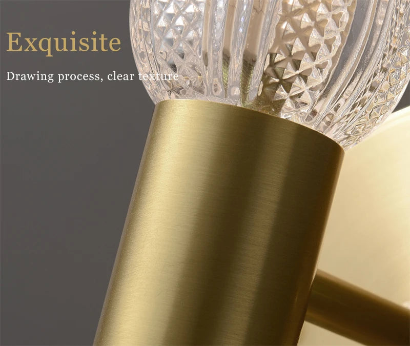Luxury Gold Glass Wall Sconce - Elegant LED 12W Lighting